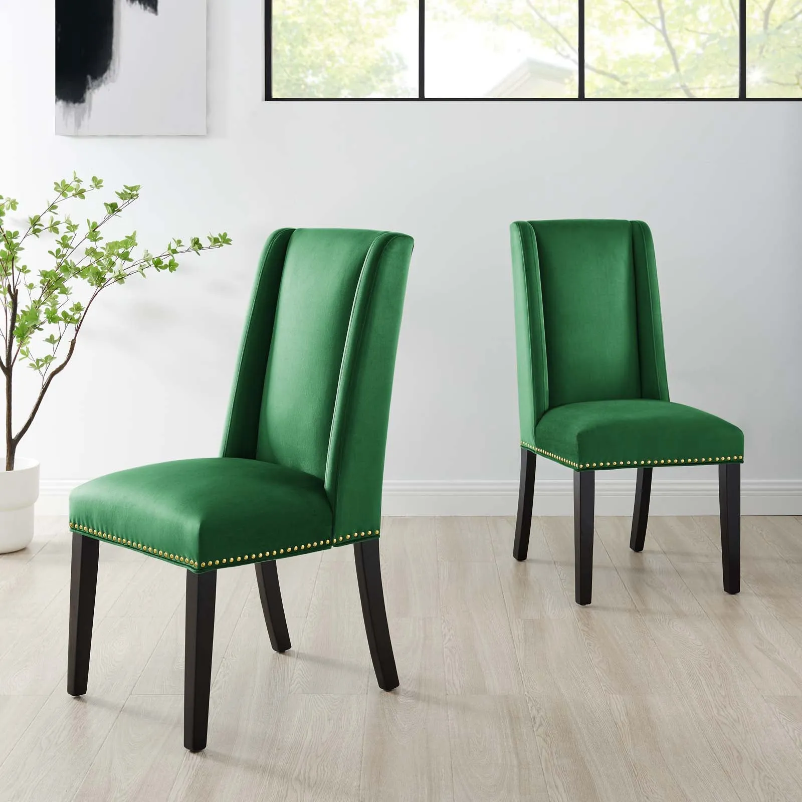 Baron Performance Velvet Dining Chairs - Set of 2 by Modway