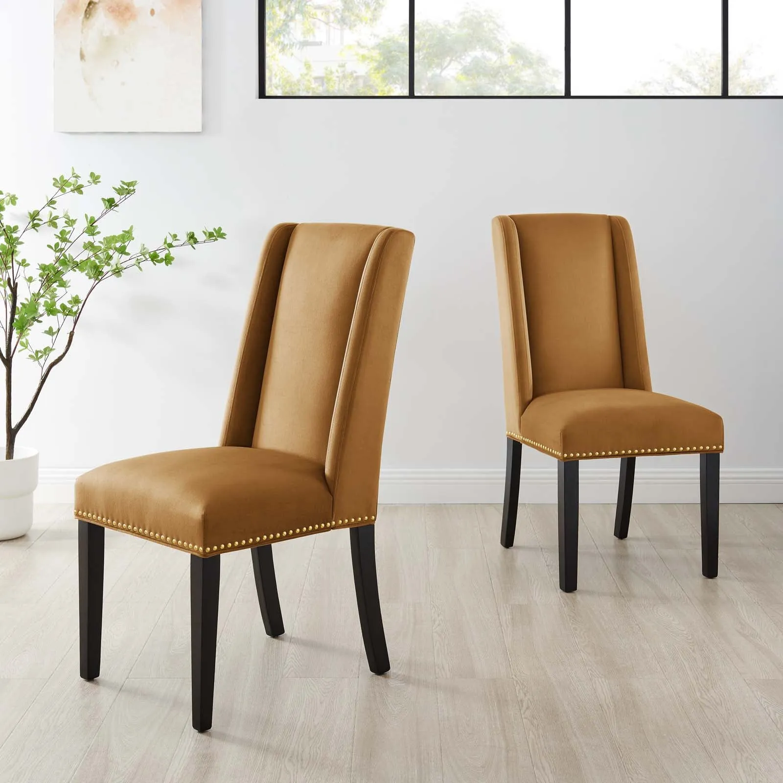 Baron Performance Velvet Dining Chairs - Set of 2 by Modway