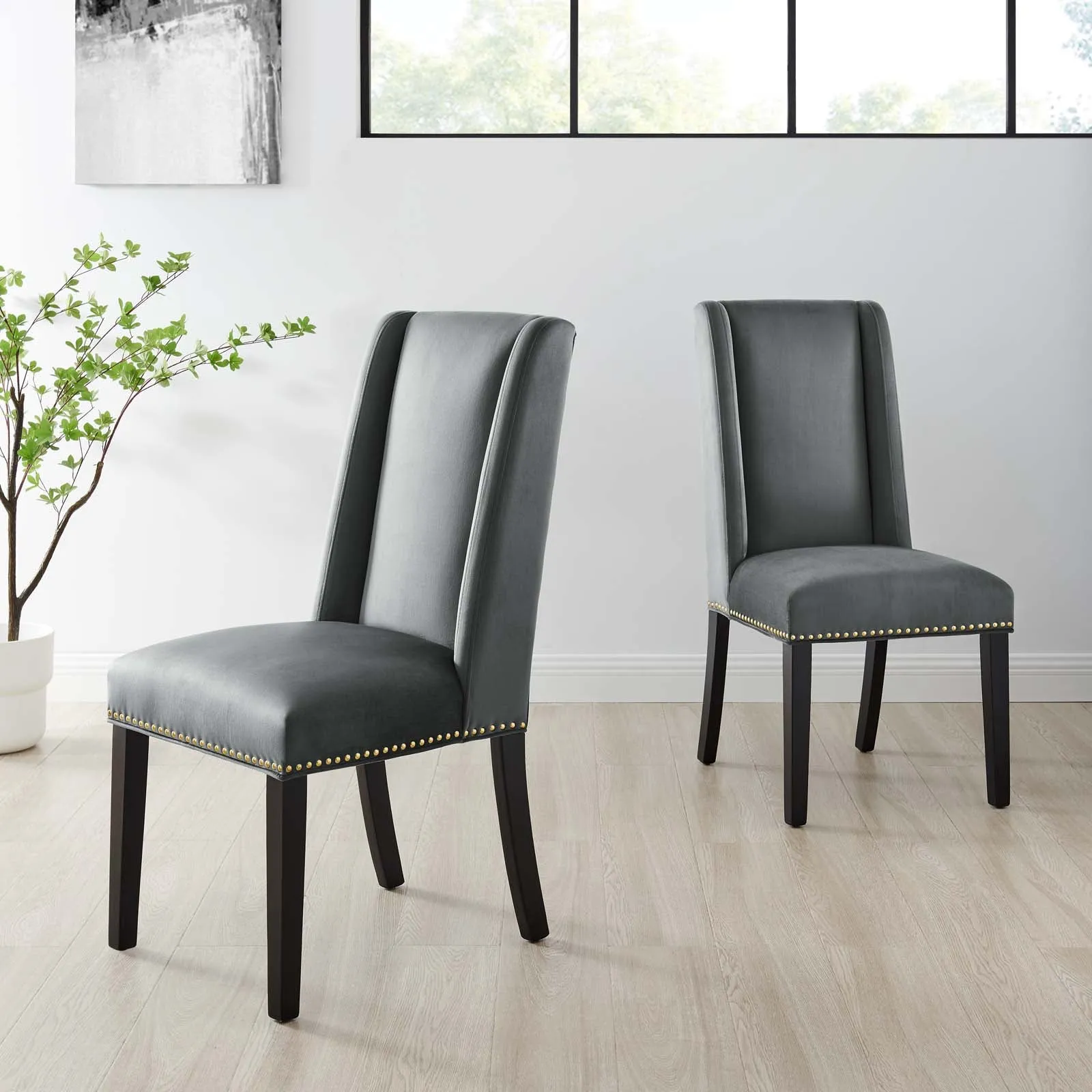 Baron Performance Velvet Dining Chairs - Set of 2 by Modway