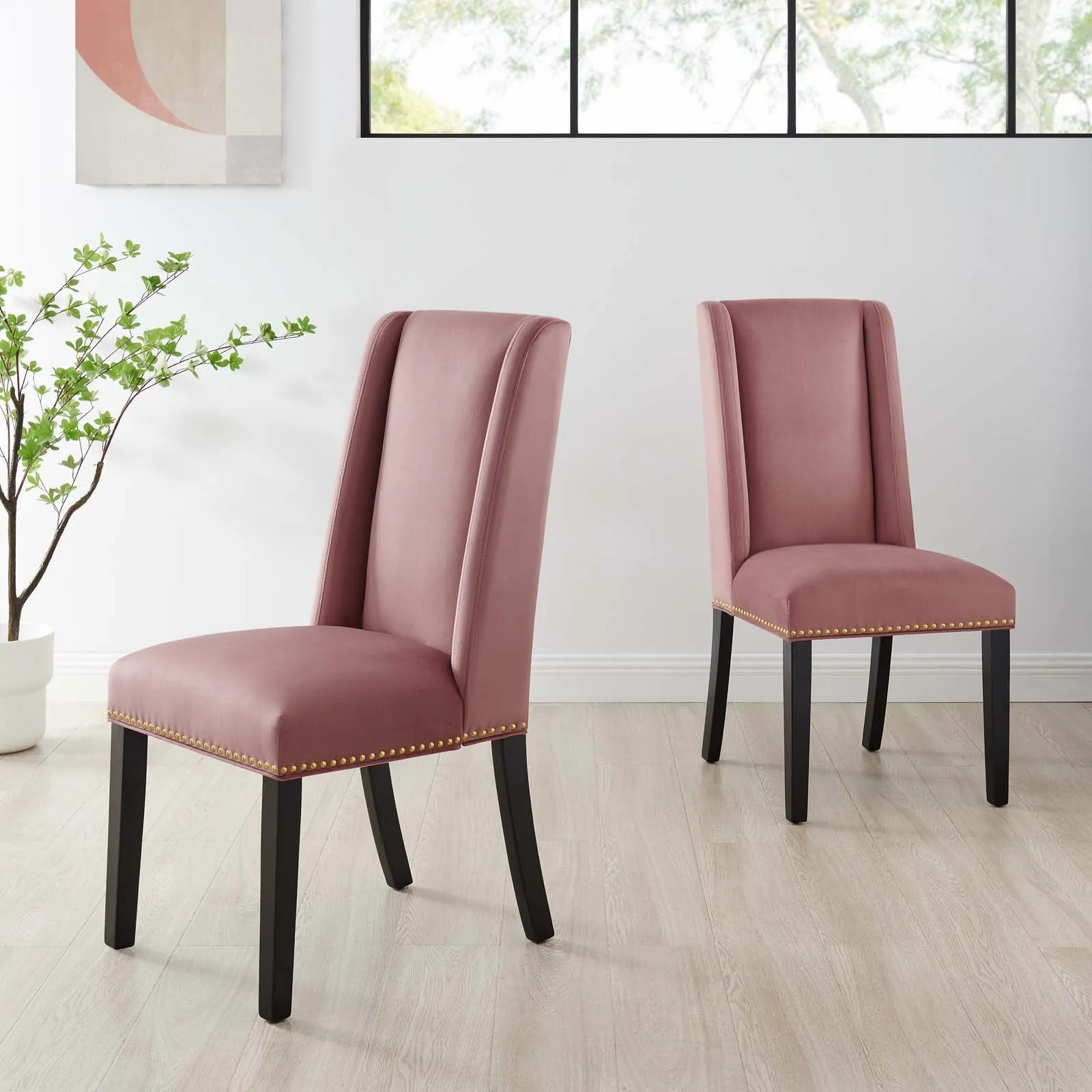 Baron Performance Velvet Dining Chairs - Set of 2 by Modway