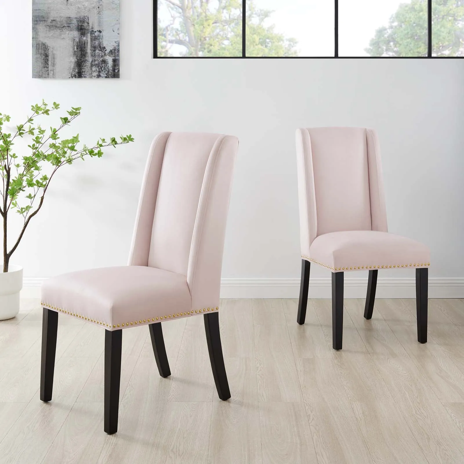 Baron Performance Velvet Dining Chairs - Set of 2 by Modway