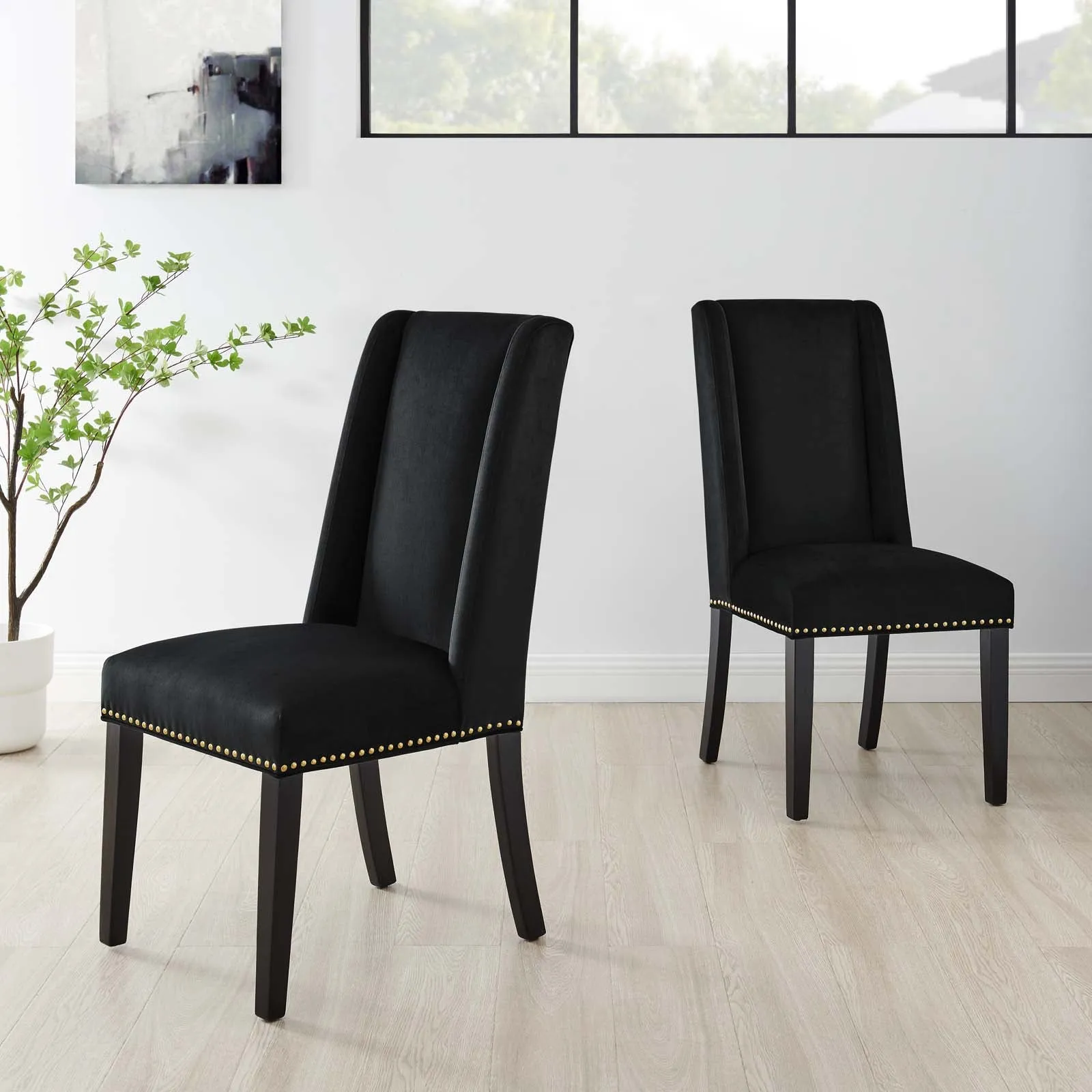 Baron Performance Velvet Dining Chairs - Set of 2 by Modway