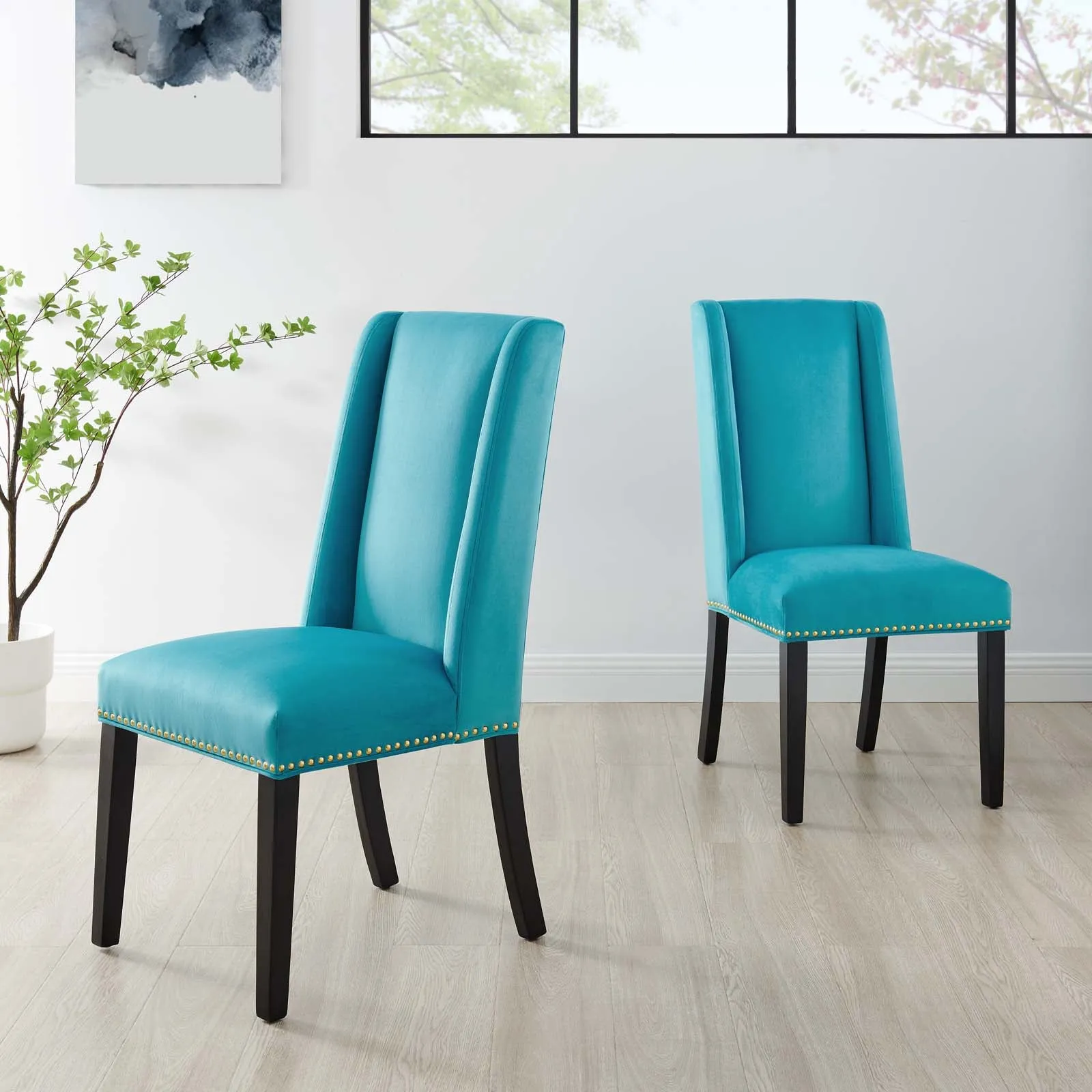 Baron Performance Velvet Dining Chairs - Set of 2 by Modway