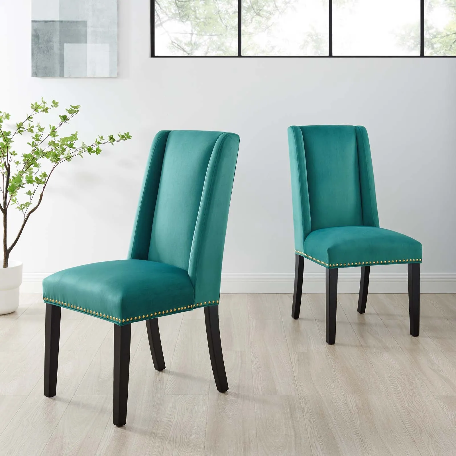 Baron Performance Velvet Dining Chairs - Set of 2 by Modway