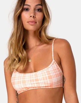 Elvina Bikini Top in Picnic Check Peach