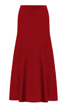 Freddie Knit Midi Skirt in Scarlet Red Merino Wool Cashmere