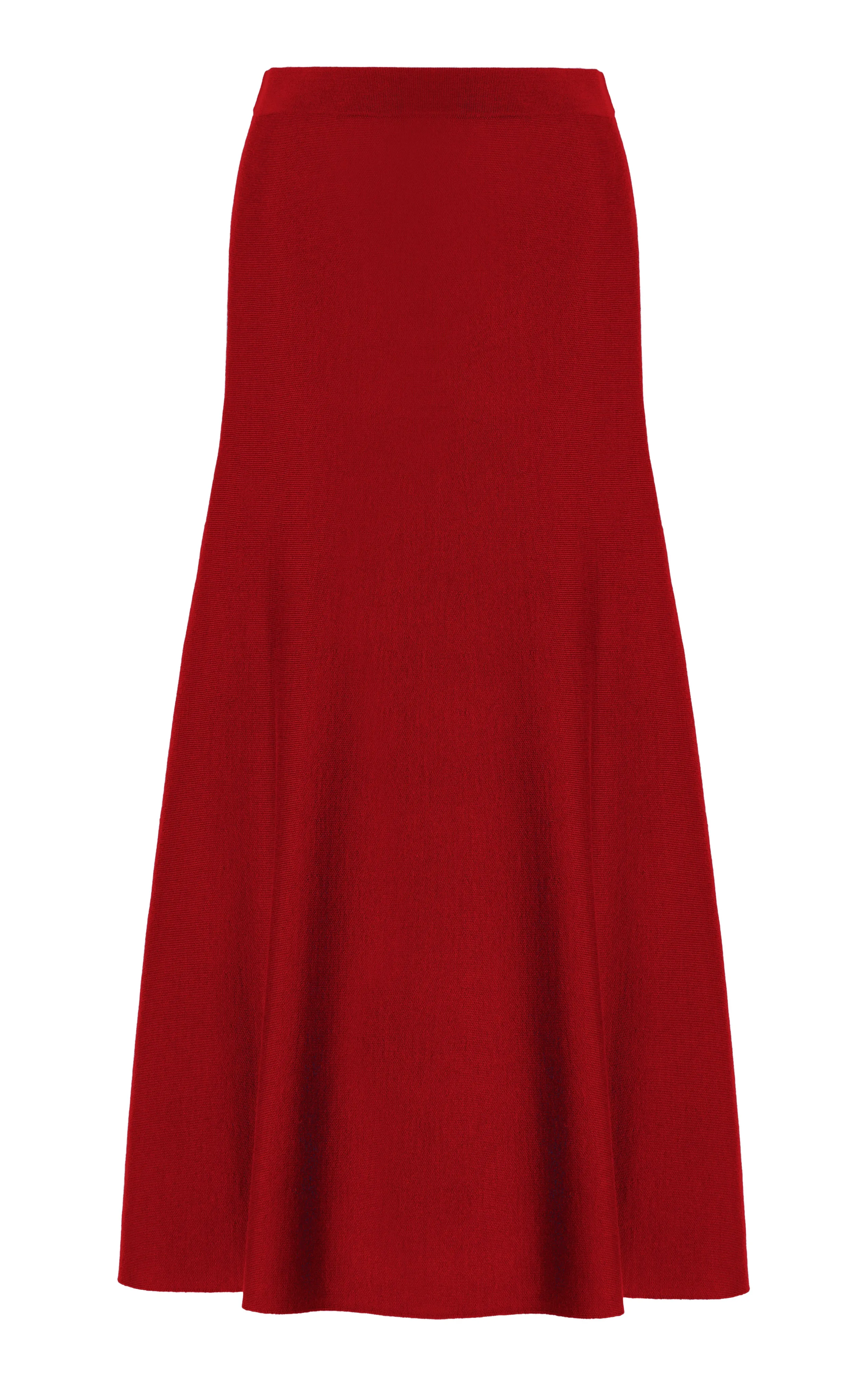 Freddie Knit Midi Skirt in Scarlet Red Merino Wool Cashmere