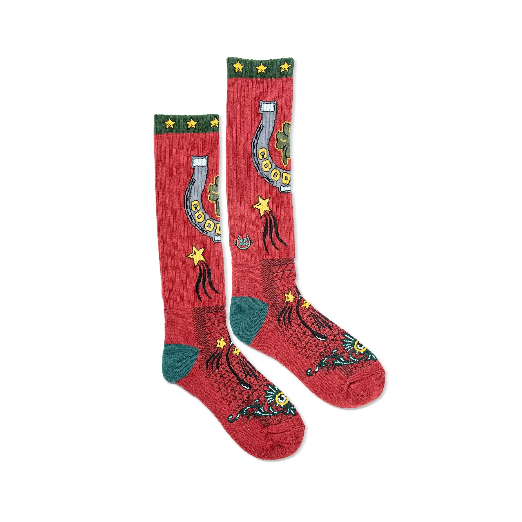 Fringe Lucky Horseshoe Red Performance Socks