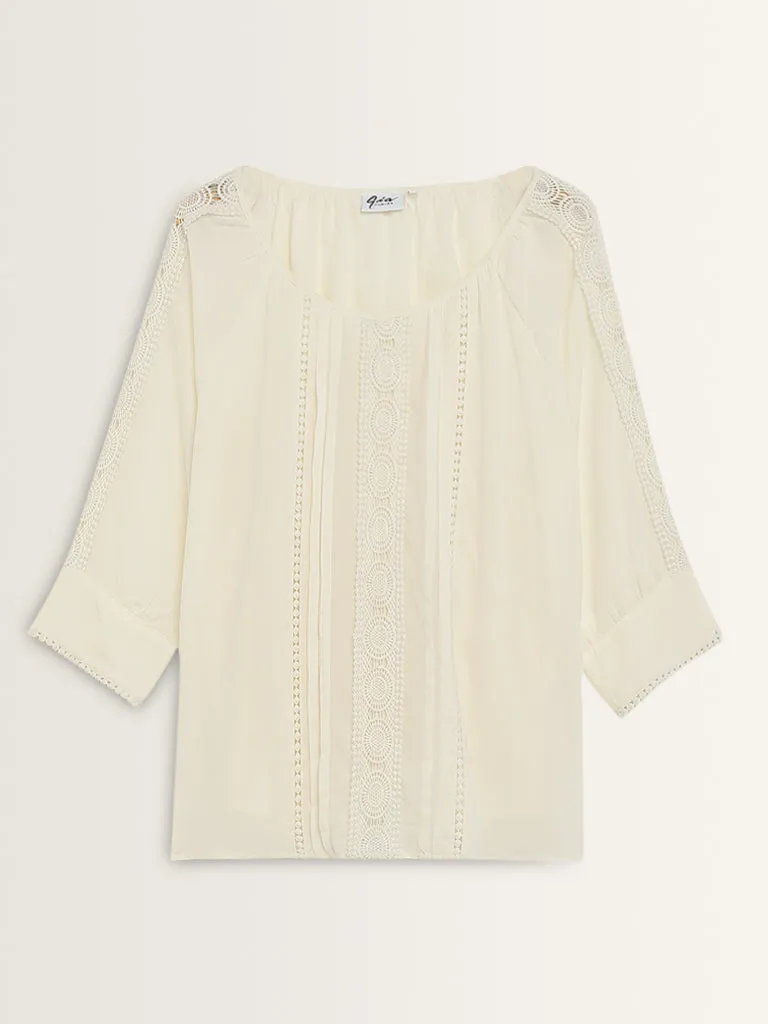 Gia Off-White Crochet-Detailed Blouse