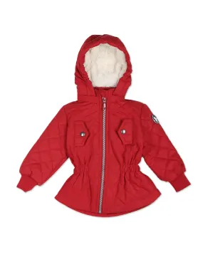 Girls Hooded Solid Quilted Jacket