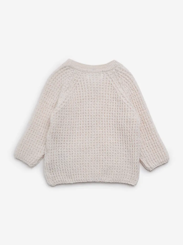 HOP Baby Beige Waffle-Textured Sweater