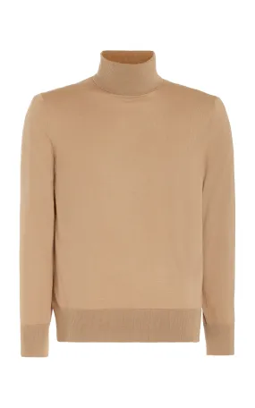 Jermaine Knit Turtleneck in Camel Merino Wool