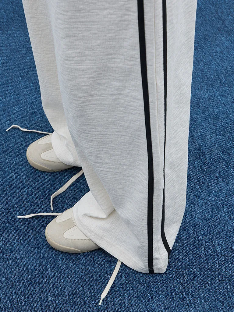 LOV Off-White Self-Textured High-Rise Track Pants