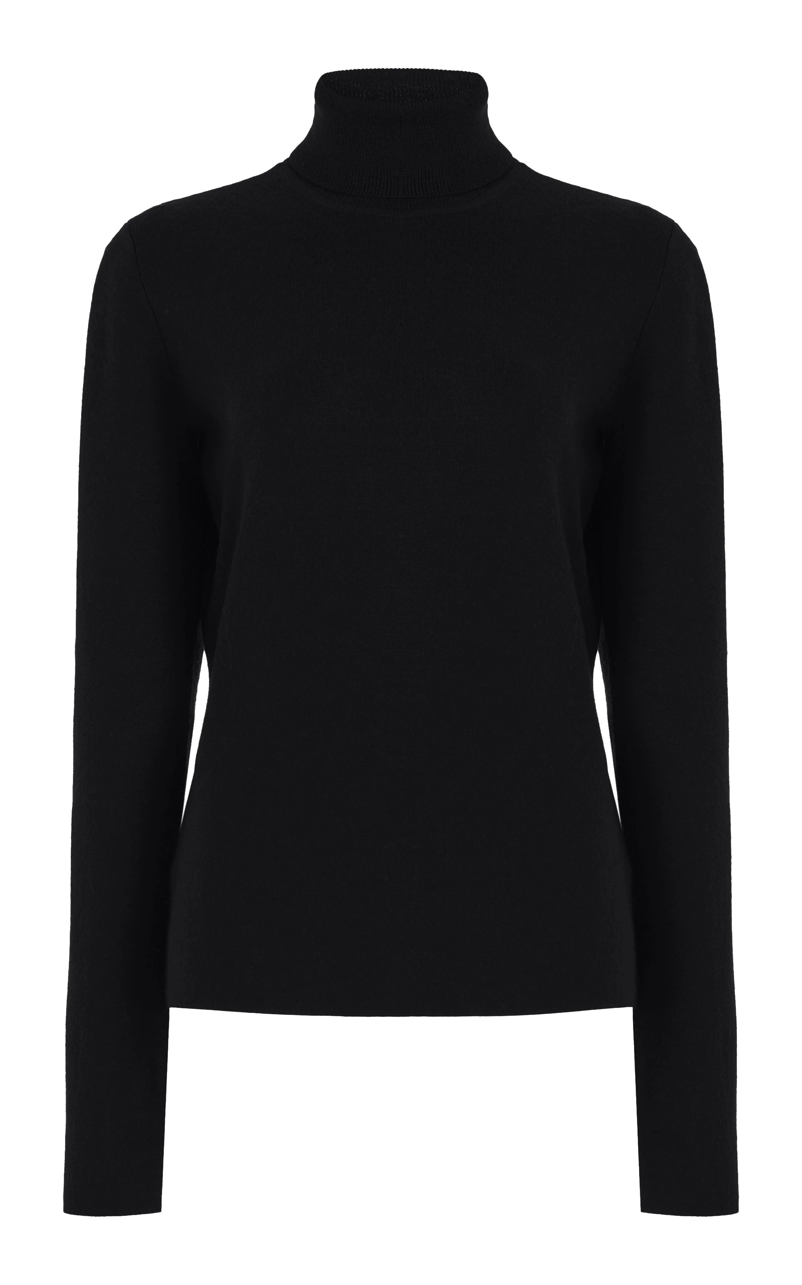 May Knit Turtleneck in Black Merino Wool Cashmere