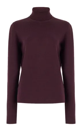 May Knit Turtleneck in Deep Bordeaux Merino Wool Cashmere