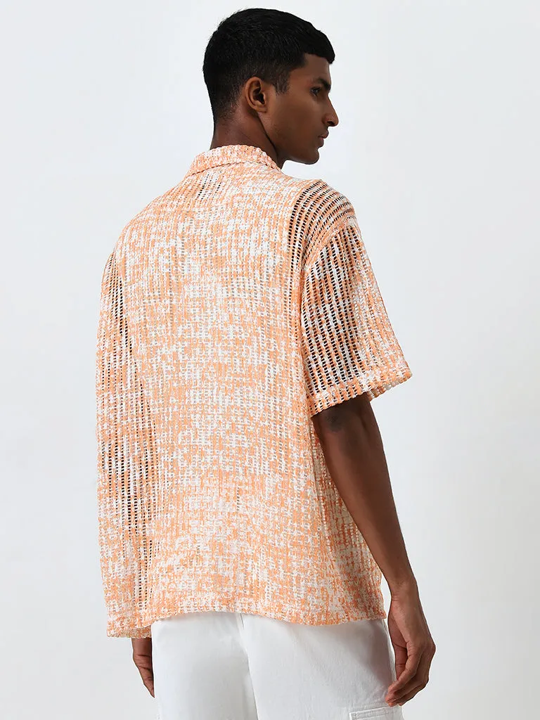 Nuon Orange Knit-Textured Relaxed-Fit Shirt