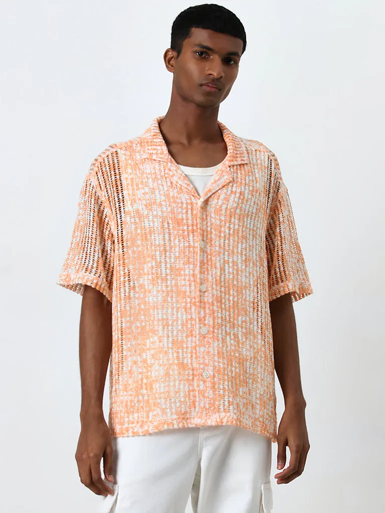 Nuon Orange Knit-Textured Relaxed-Fit Shirt