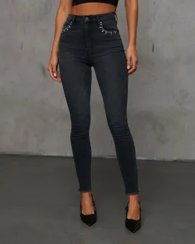 Strapped In High Rise Embellishment Skinny Jeans