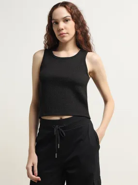 Studiofit Black Textured Tank Top