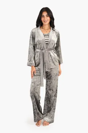 Velvet 3 Pieces Pyjama Set