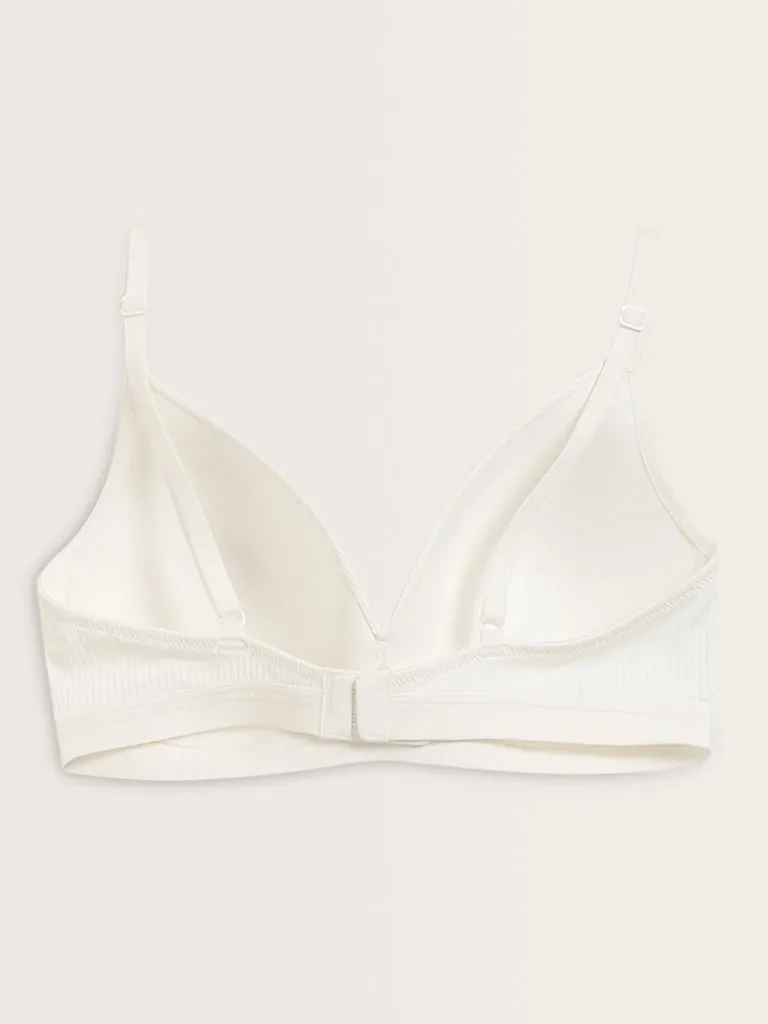 Wunderlove White Ribbed Textured Padded Bra