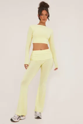 Yellow Round Neck Cropped Top & Wide Leg Trousers Co-ord Set - Zoe